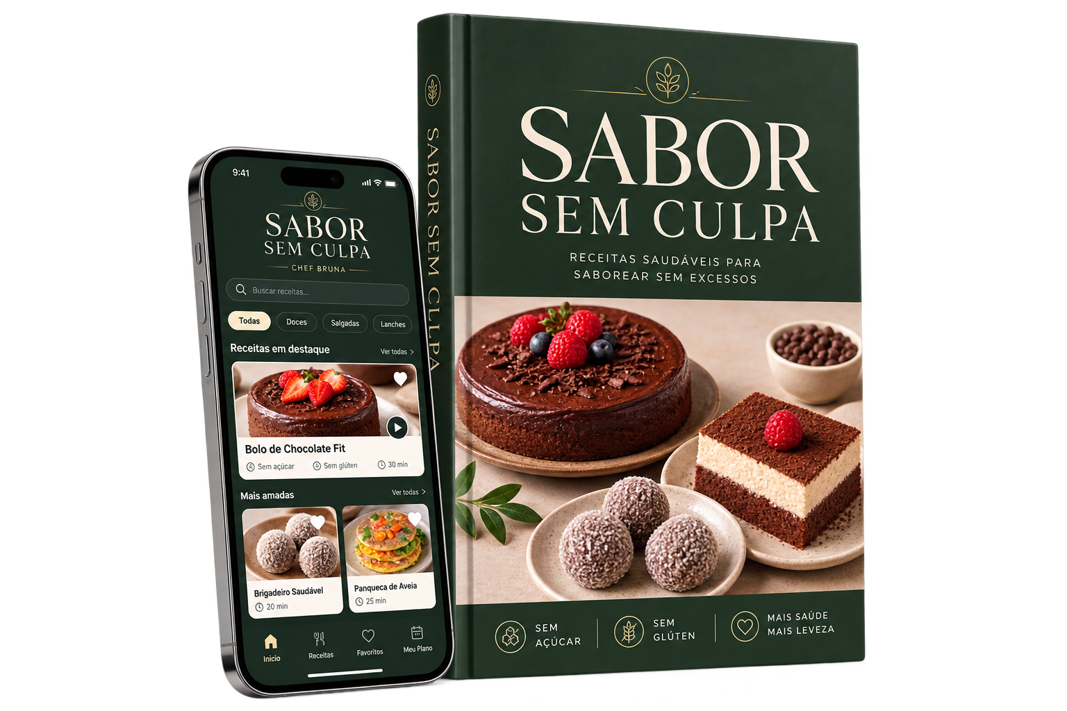 Sabor Sem Culpa em versão digital e impressa, com tablet e celular